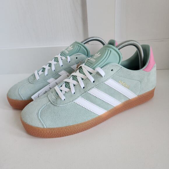 Adidas Originals Gazelle Hazy Green/ Cloud White/ Bliss Pink- Women's Sz 7  $140 - Picture 2 of 12